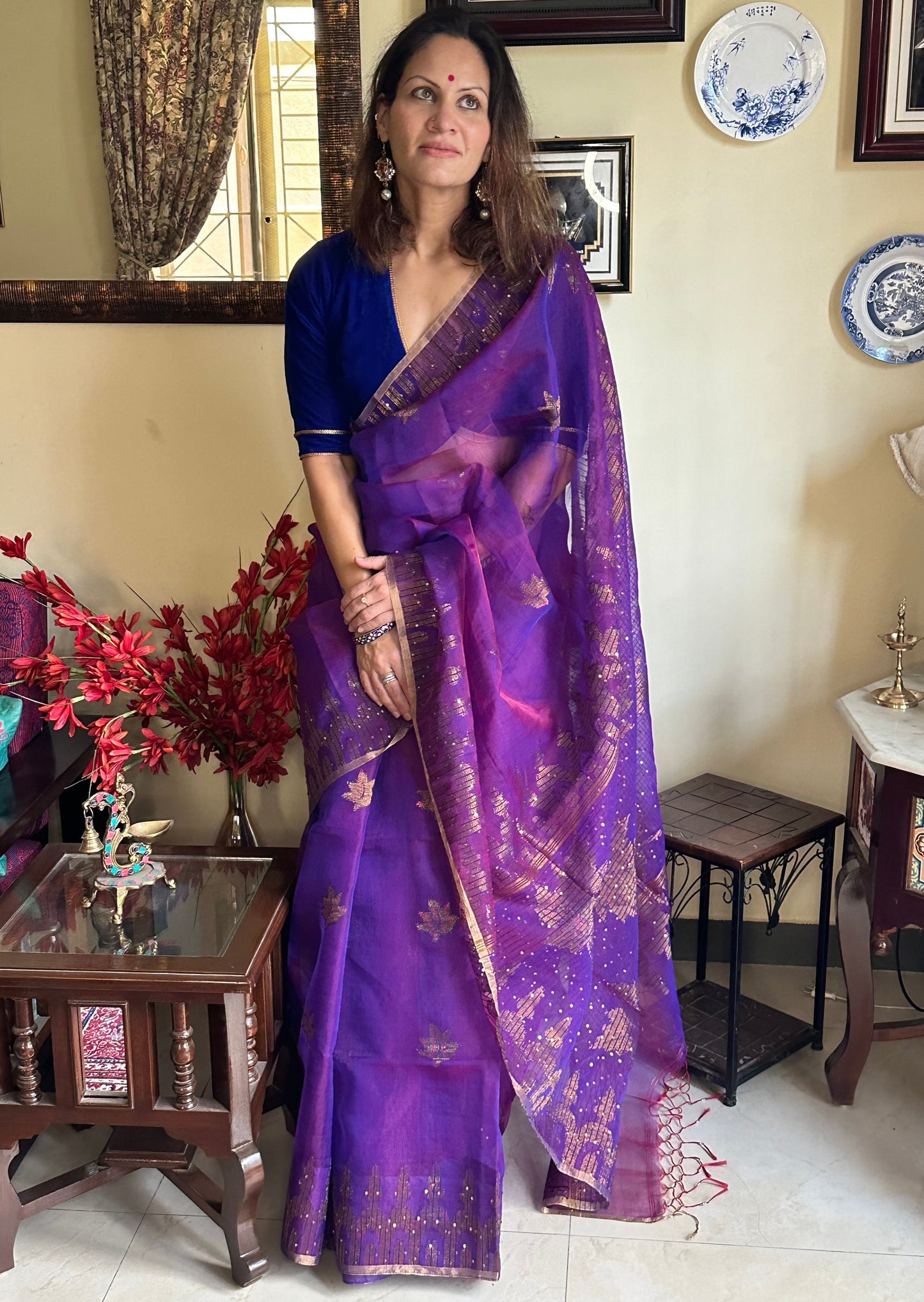 Pure Muslin Silk Handloom Jamdani Sari - Raahini