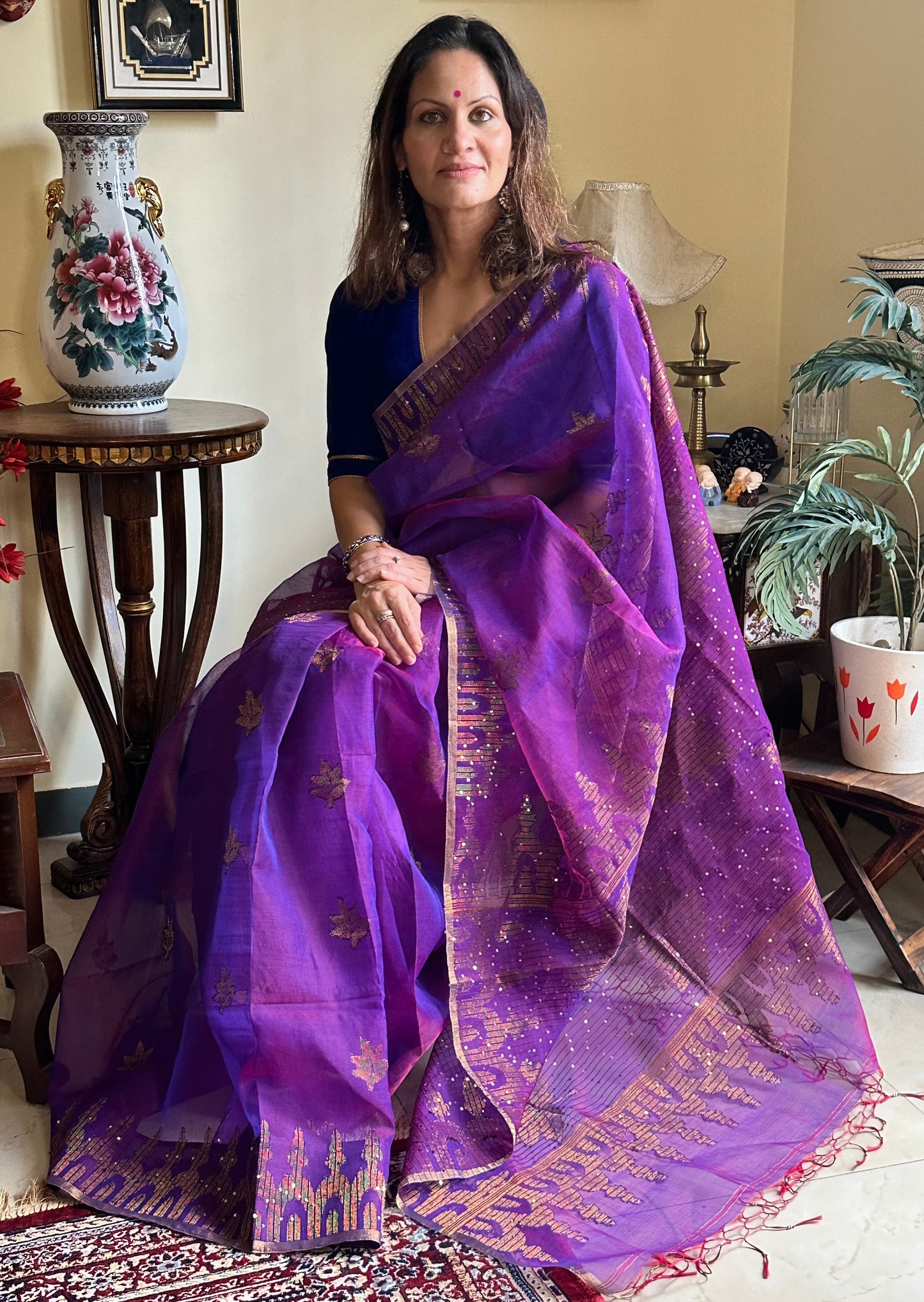 Pure Muslin Silk Handloom Jamdani Sari - Raahini