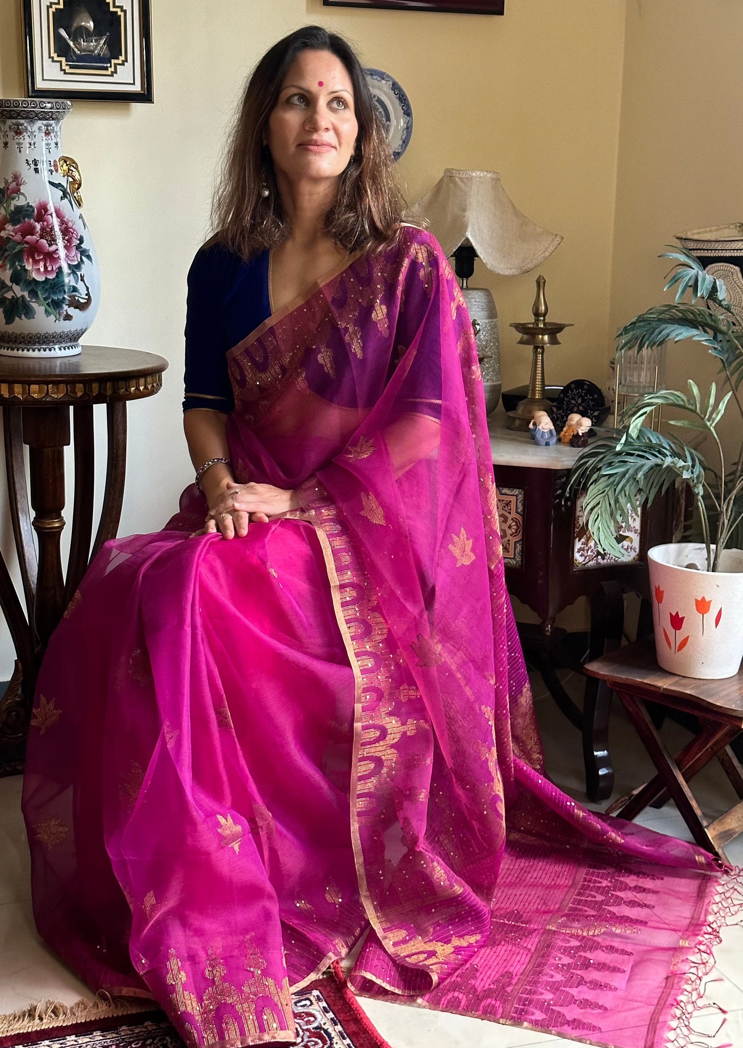 Pure Muslin Silk Handloom Jamdani Sari - Raahini