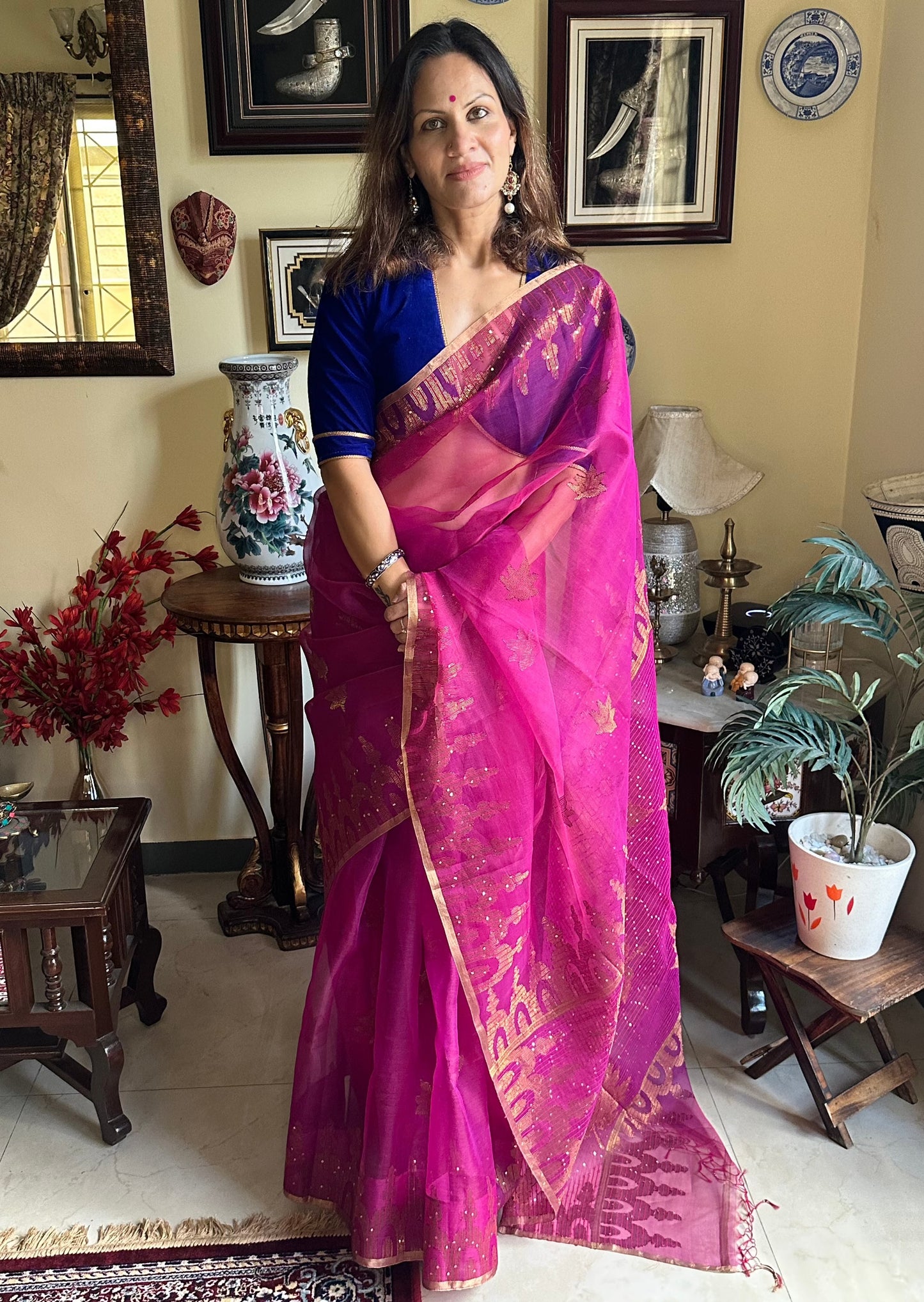 Pure Muslin Silk Handloom Jamdani Sari - Raahini