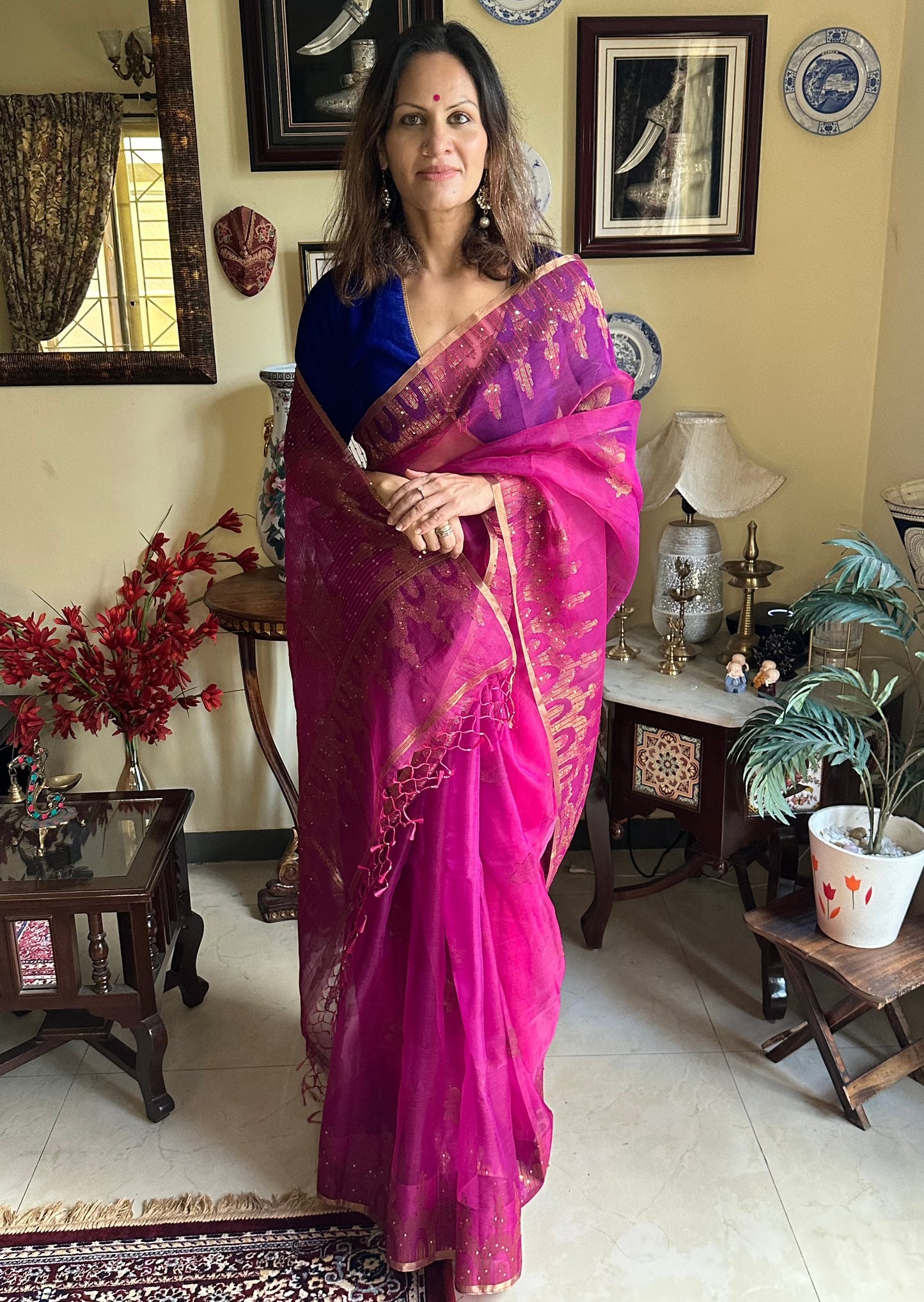 Pure Muslin Silk Handloom Jamdani Sari - Raahini