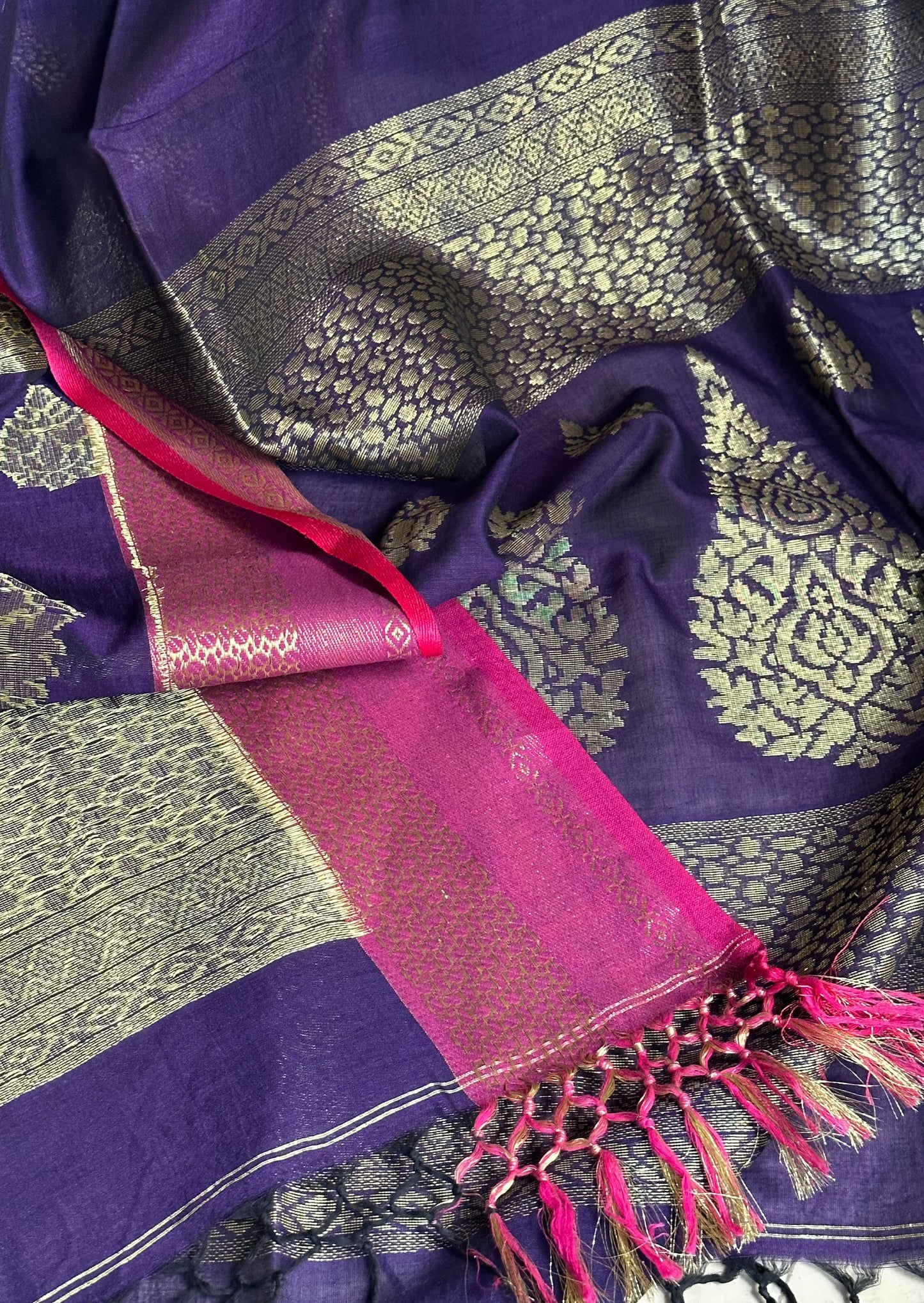 Handloom Pure Cotton Banarasi with Dual Border - Raahini