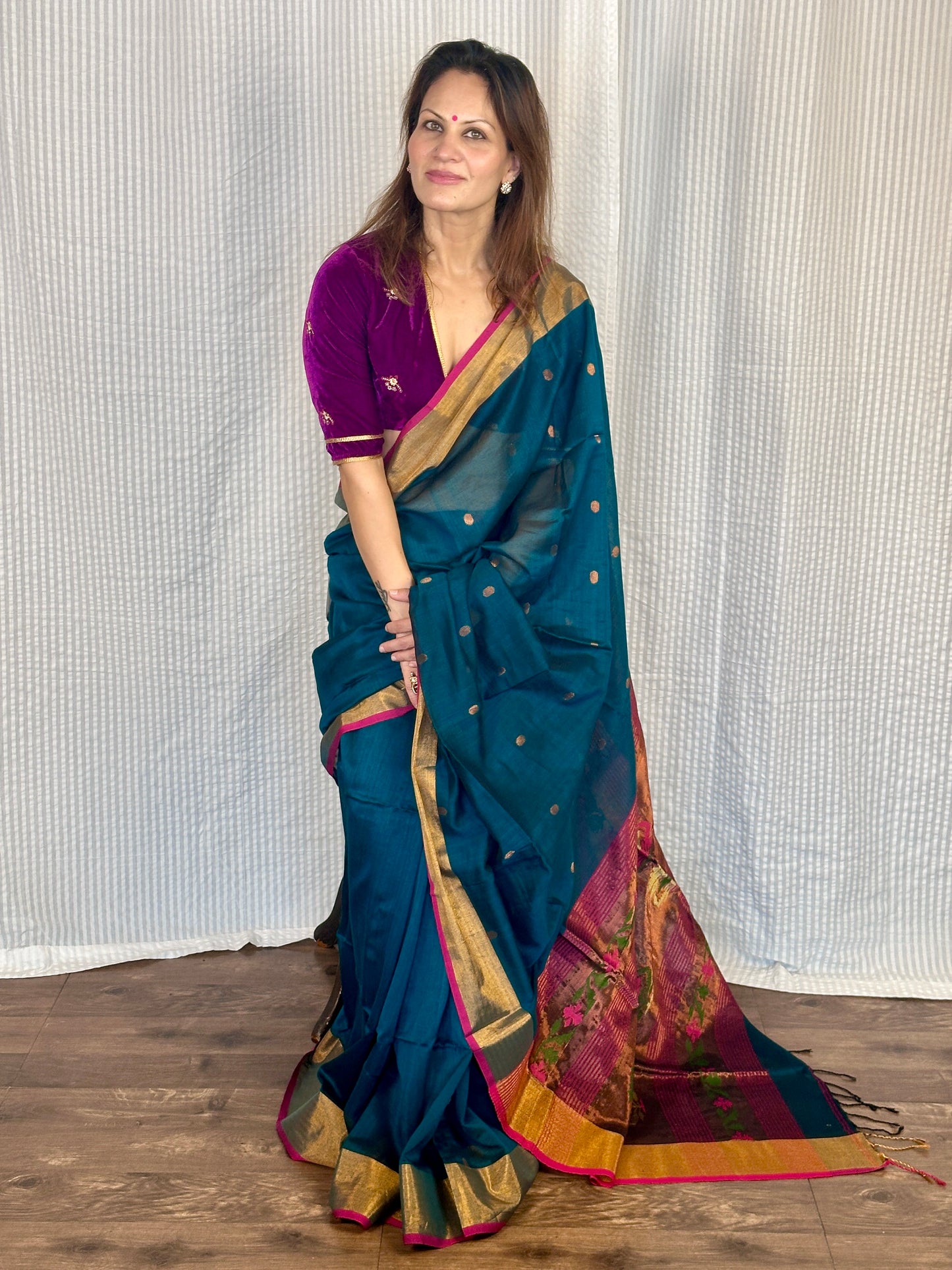 Green Pure Cotton Handloom Saree with Paithani Inspired Weaving on the Pallu