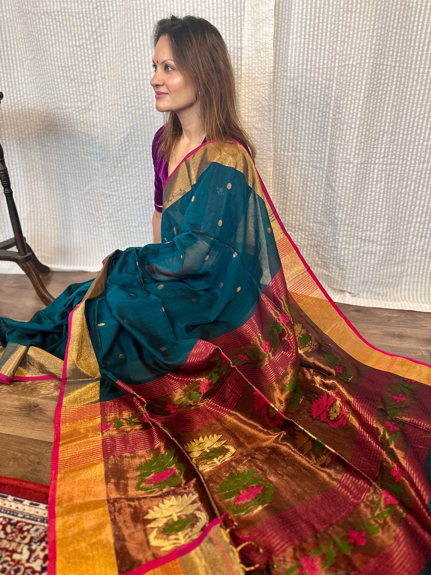 Green Pure Cotton Handloom Saree with Paithani Inspired Weaving on the Pallu