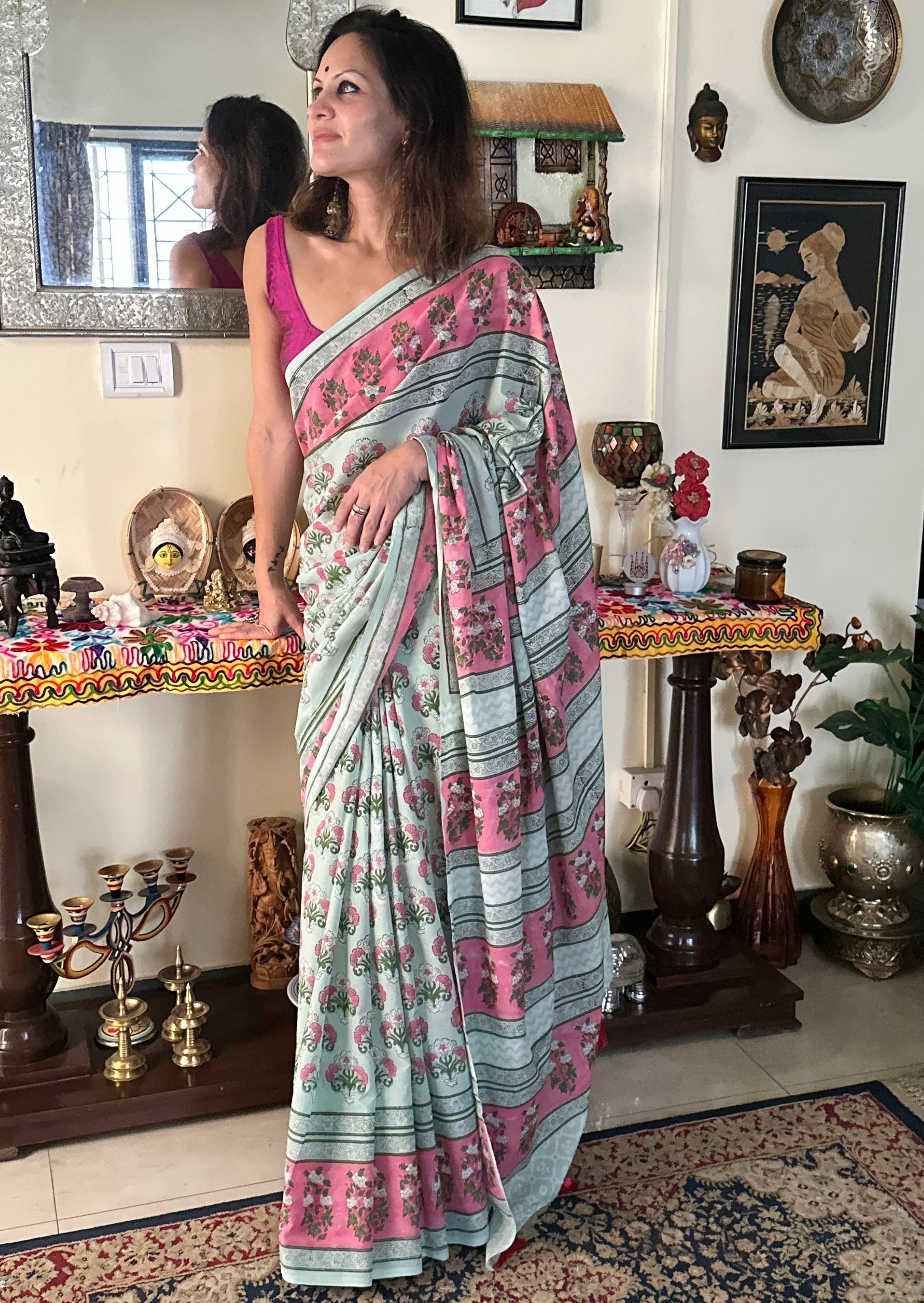 Mul Mul Cotton Sanganeri Print Handblock - Raahini