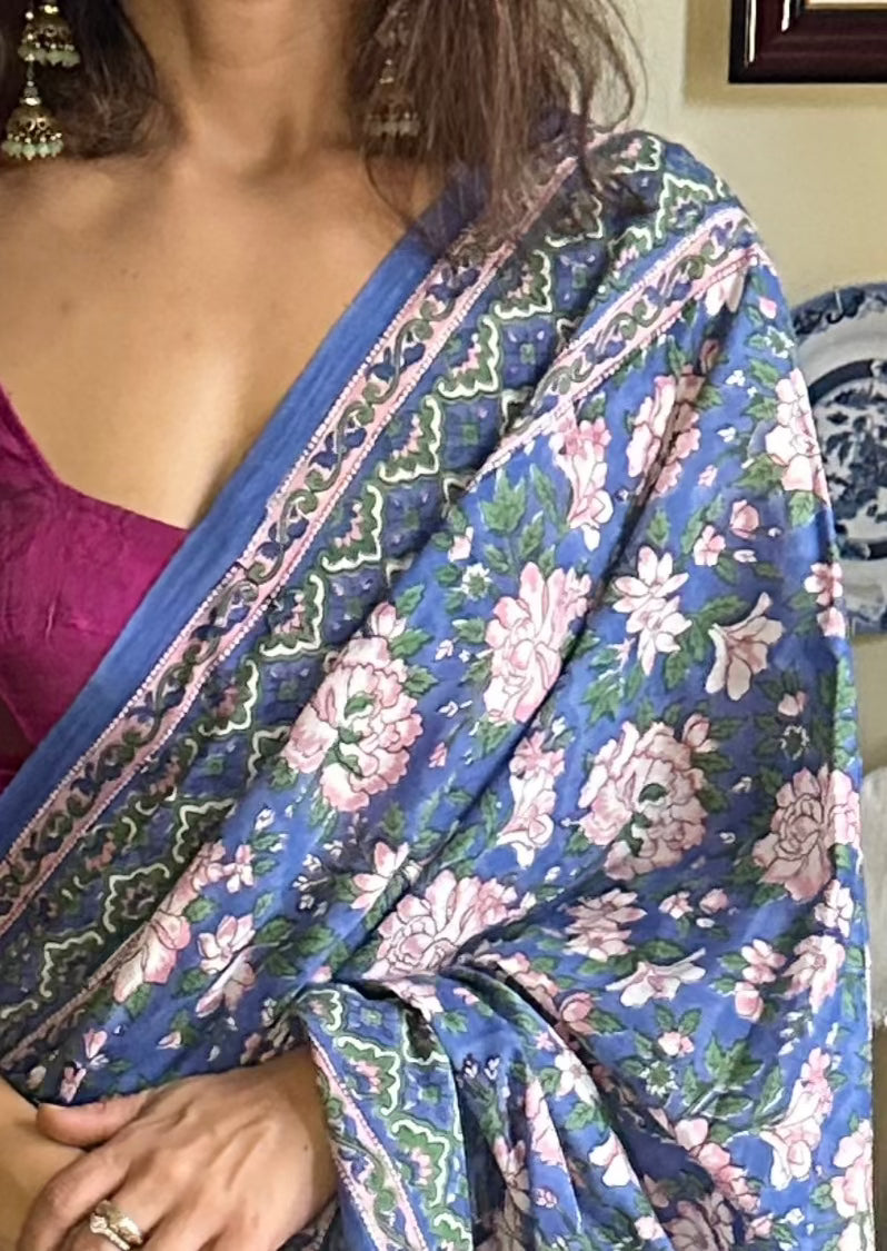 Mul Mul Cotton Sanganeri Print Handblock - Raahini