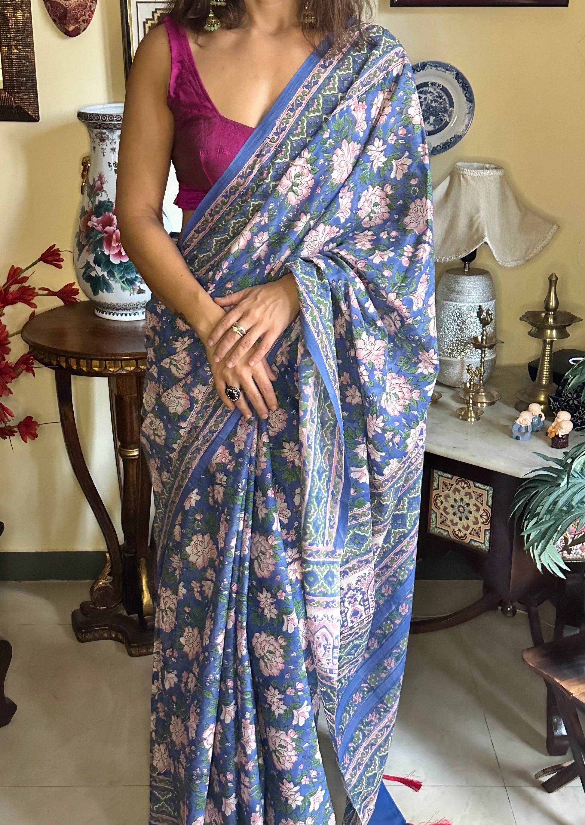 Mul Mul Cotton Sanganeri Print Handblock - Raahini