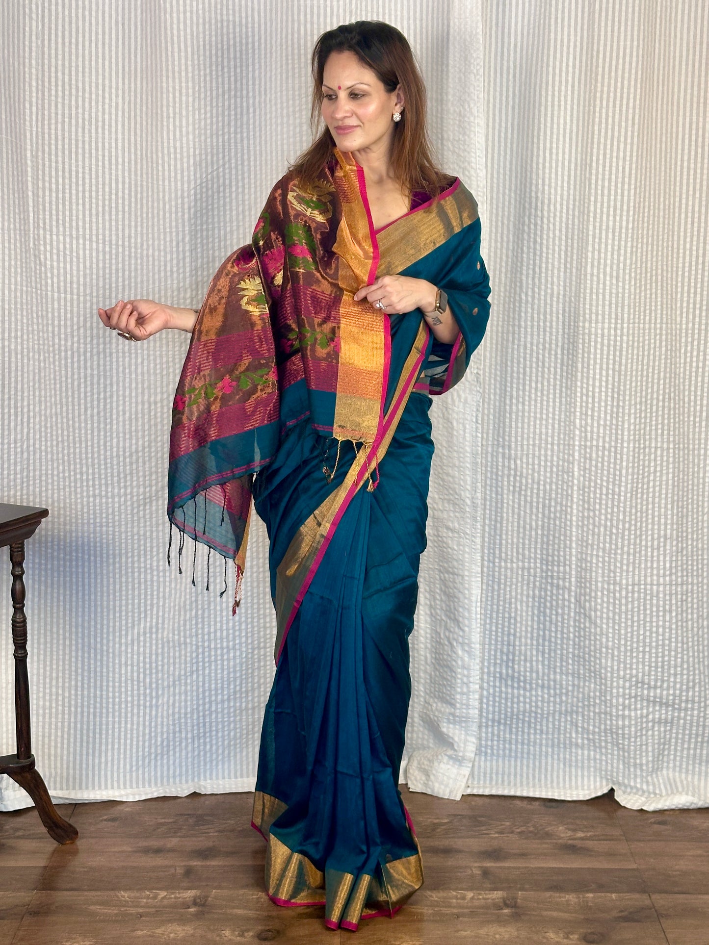 Green Pure Cotton Handloom Saree with Paithani Inspired Weaving on the Pallu