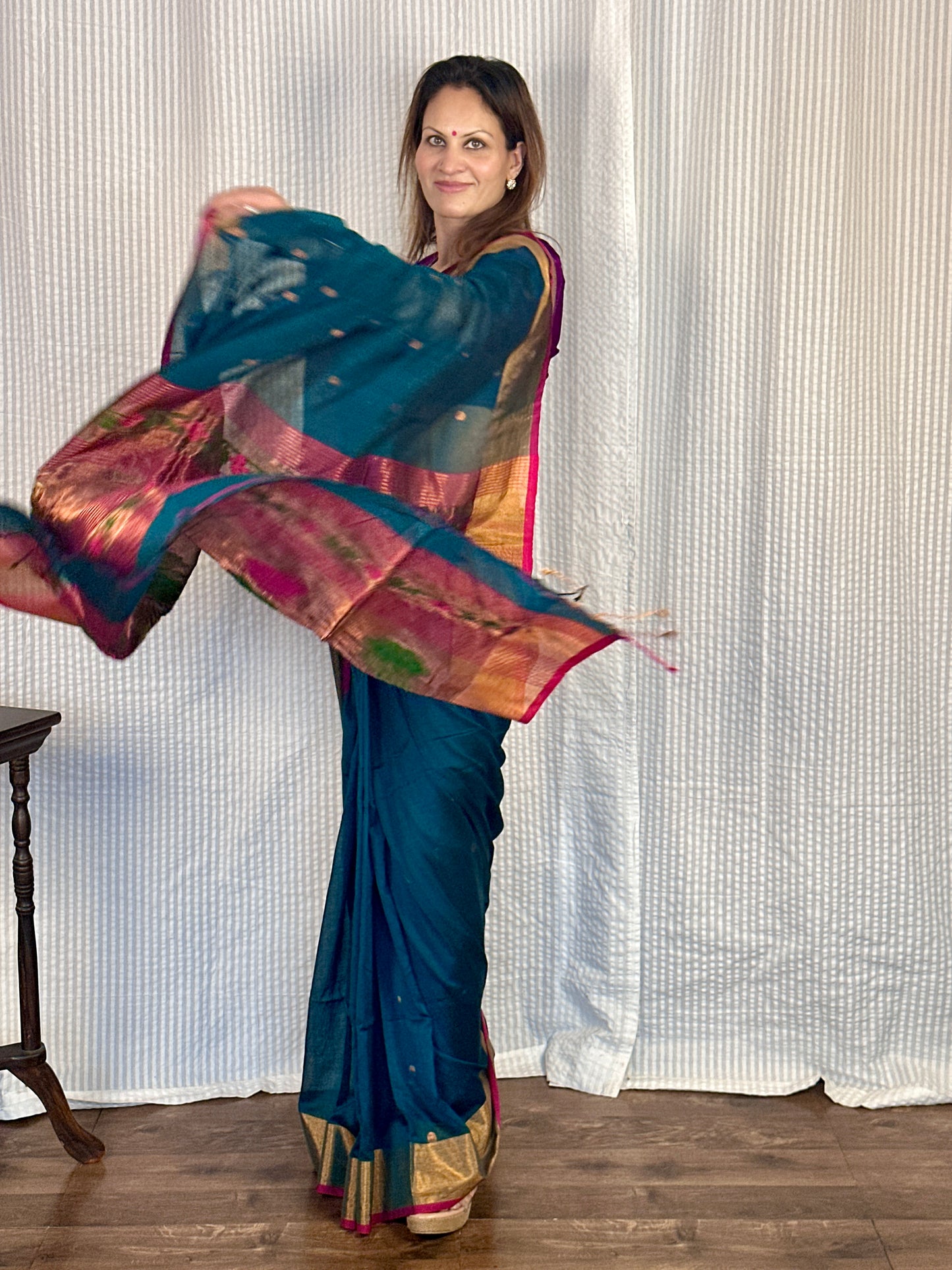 Green Pure Cotton Handloom Saree with Paithani Inspired Weaving on the Pallu