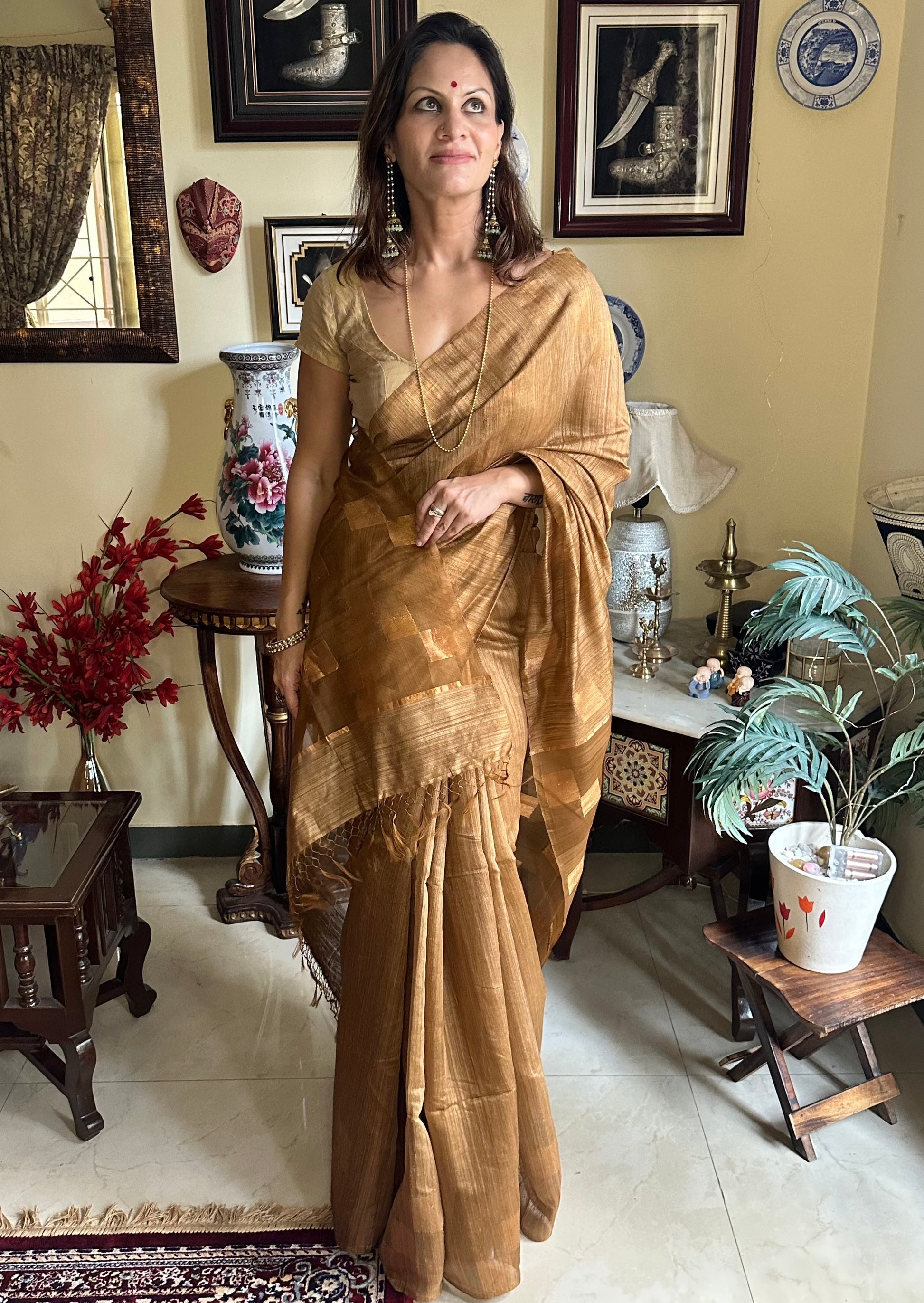 Matka Silk with Muslin Pallu & Intricate Jamdani Hand Work - Raahini