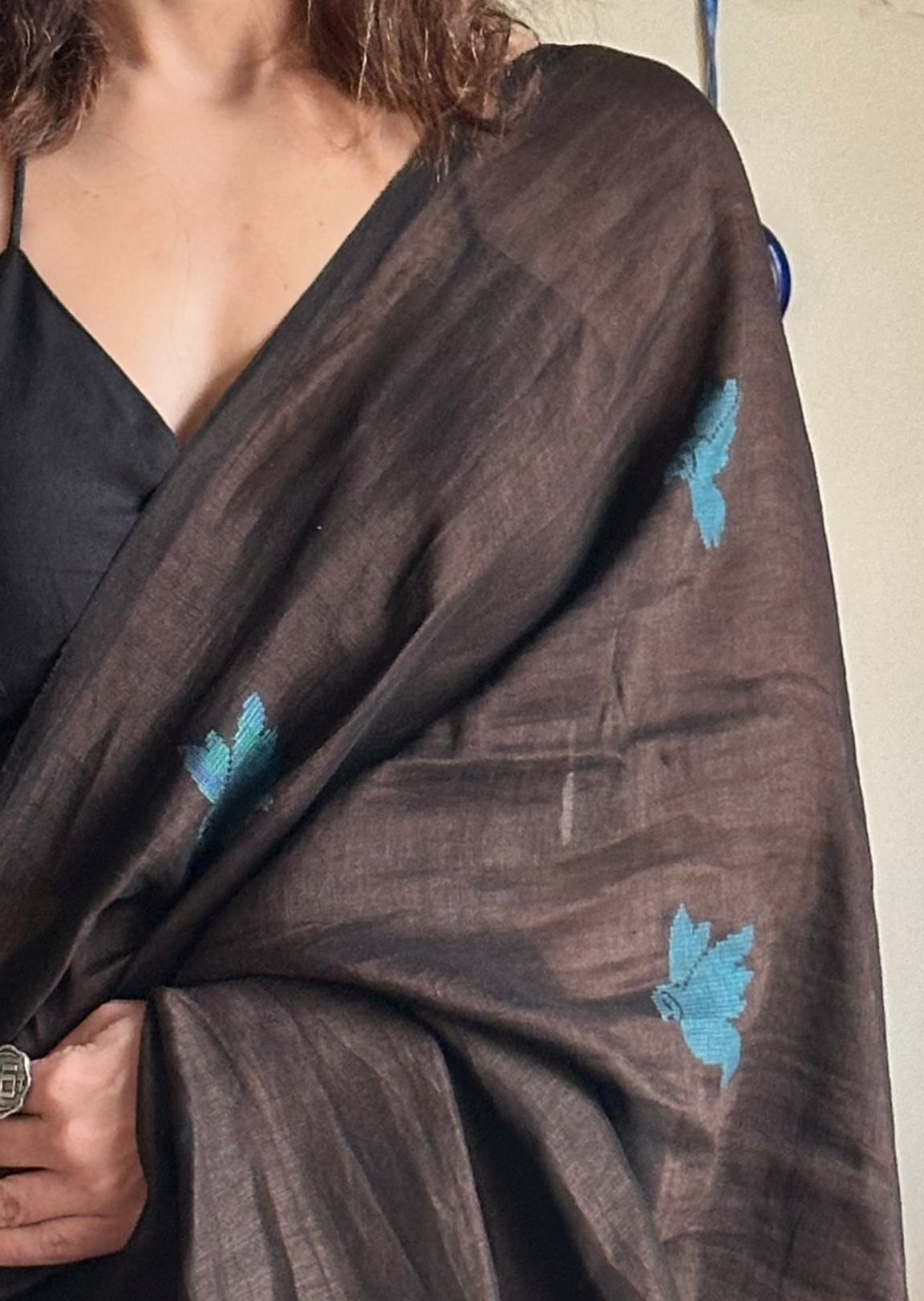 Pure Linen Cotton Jamdani with Woven Intricate Birds - Raahini