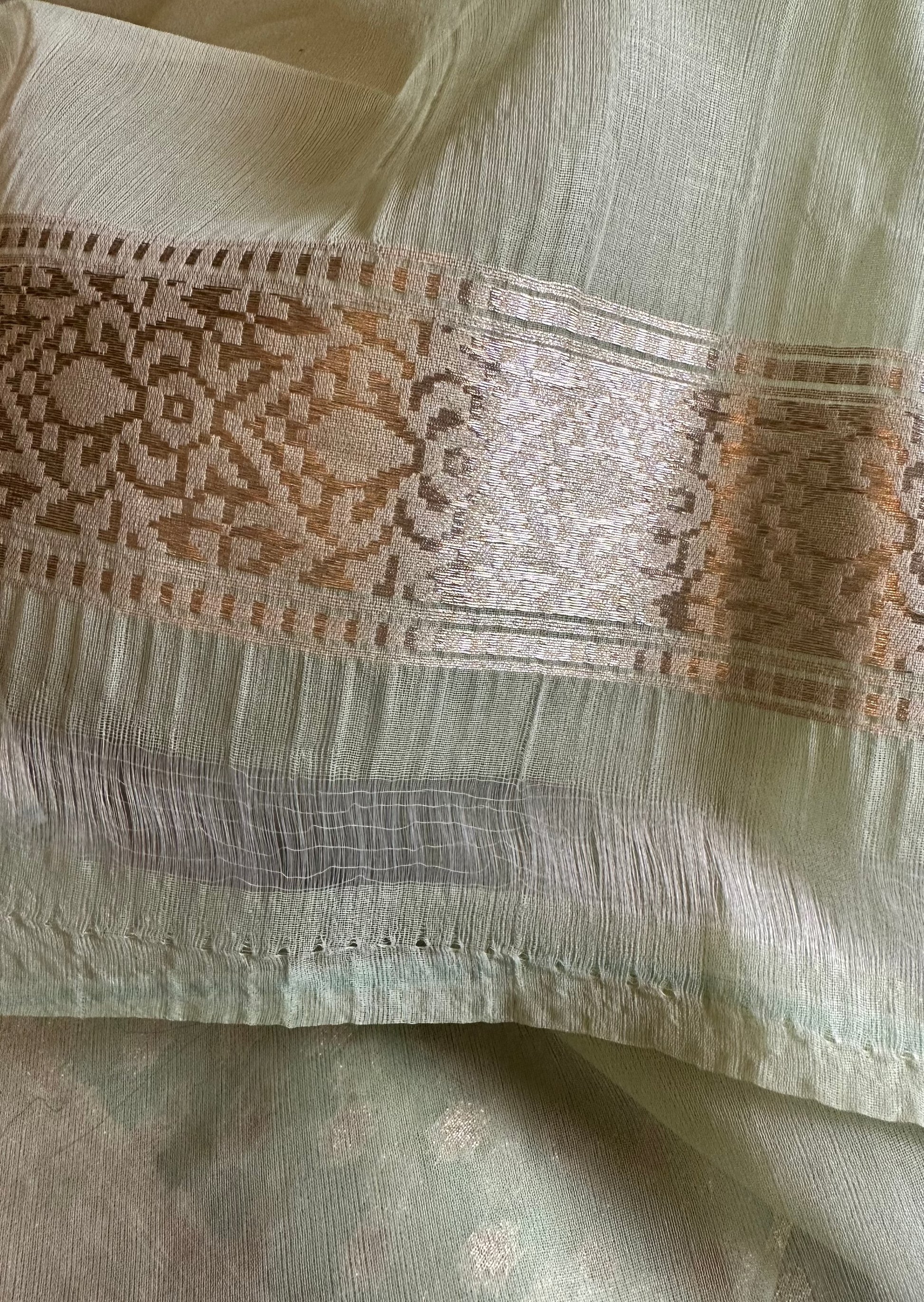 Lime Green Banarasi Kora Organza Sari with Butis & Weaving - Raahini