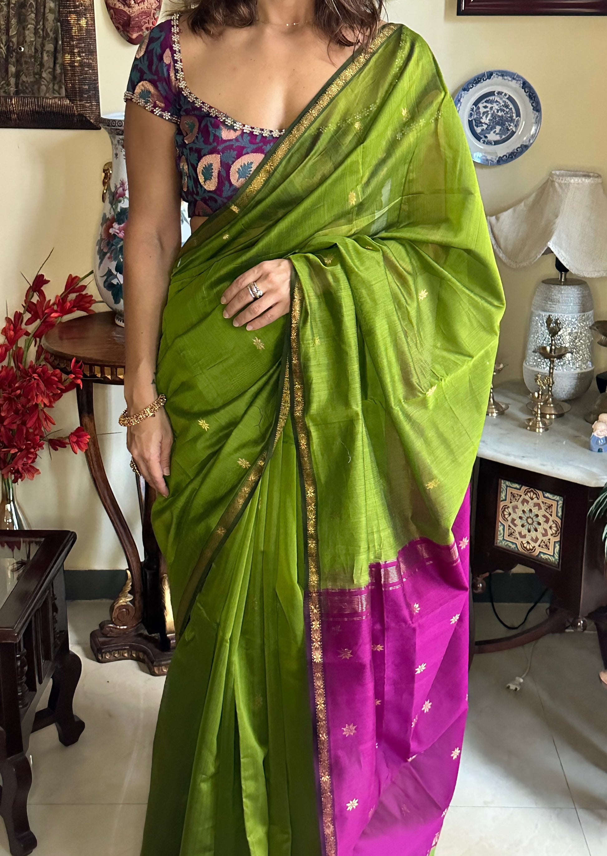 Handloom Pure Maheshwari Sari - Raahini